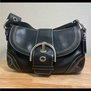Coach SoHo Black Leather Shoulder Bag Purse Y2K Vintage D063-10316
